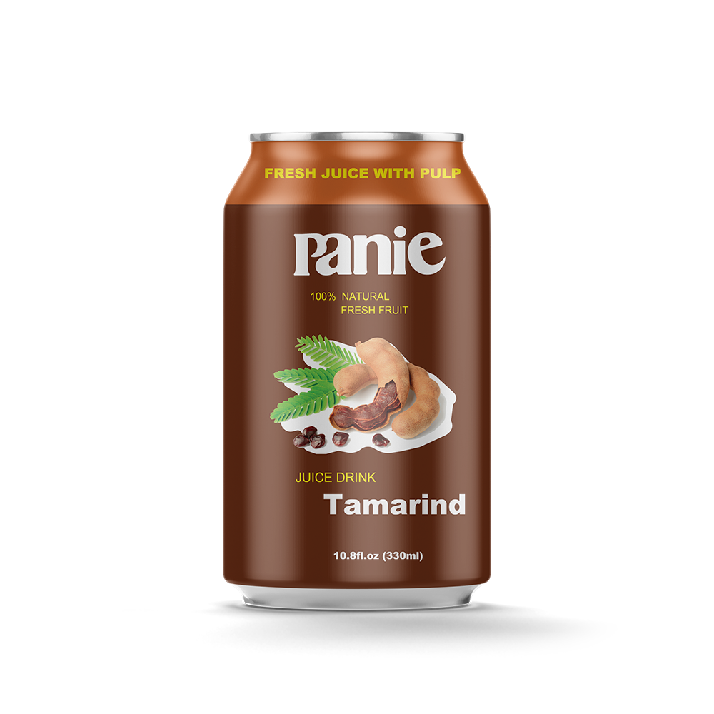 Tamarind Juice drink with pulp in 330ml Alu Can OEM Fruit Juice Not From Concentrate Beverage Manufacturer in Vietnam