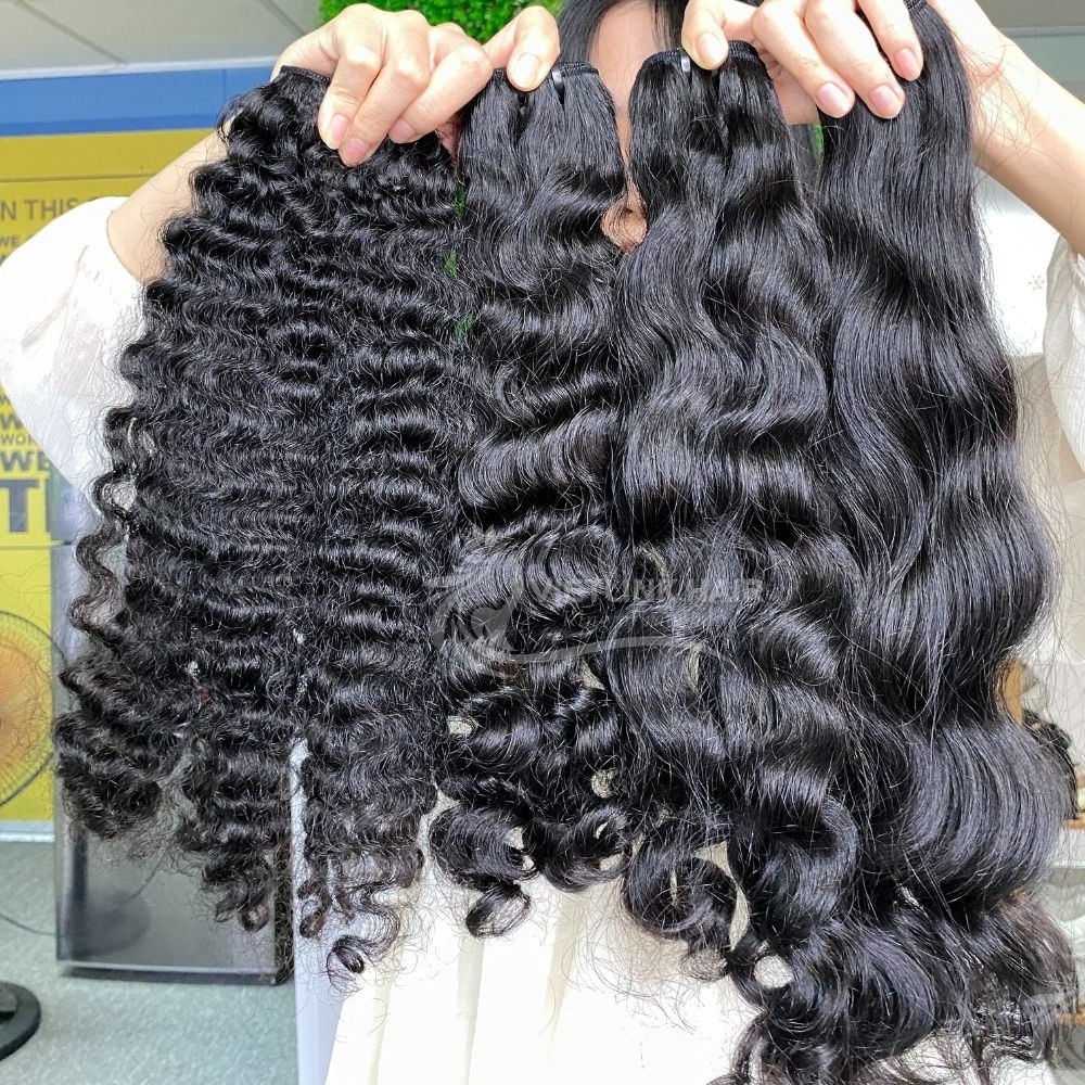 Cambodian Wavy Curly Bundles Raw Human Hair From Vietnamese Hair Vendor Cuticle Aligned Hair