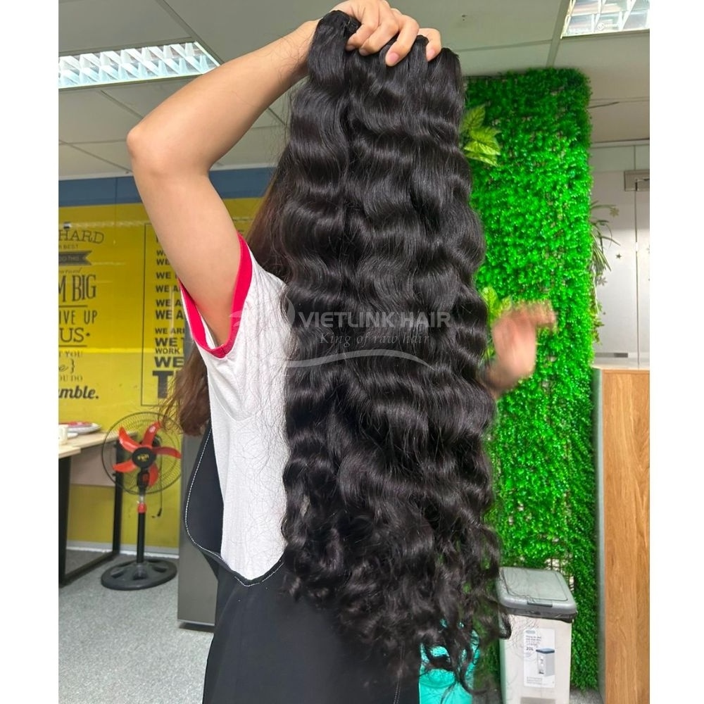 Long Cambodian Deep Wavy Raw Human Hair Bundle Weft Hair Vendors Bulk Order Double Drawn Bundle From Vietlink Hair