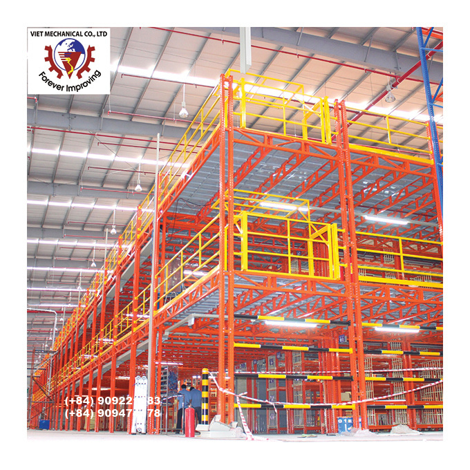 Customizable Warehouse Mezzanine Shelving 1000-4000mm Width 1500mm-6000mm Height Including Floor and Rack Shelf