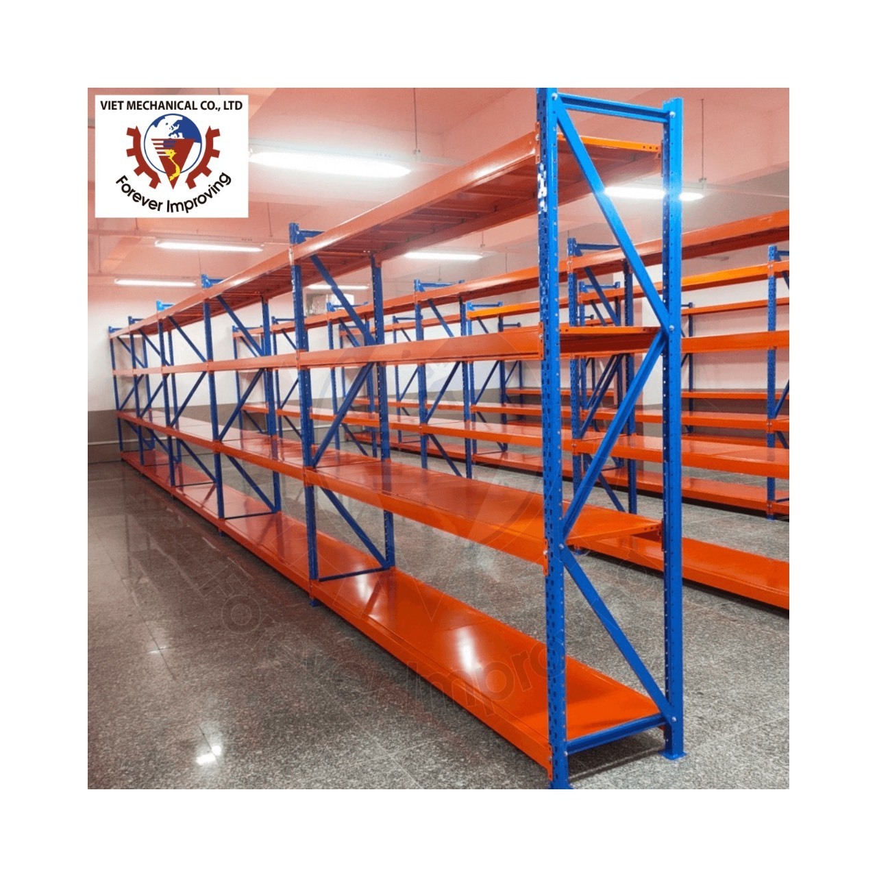 Vietnam Factory Stainless Steel Storage Shelves 5-Layer Long Span Rack System Medium Duty Garage & Warehouse Shelving Best Price