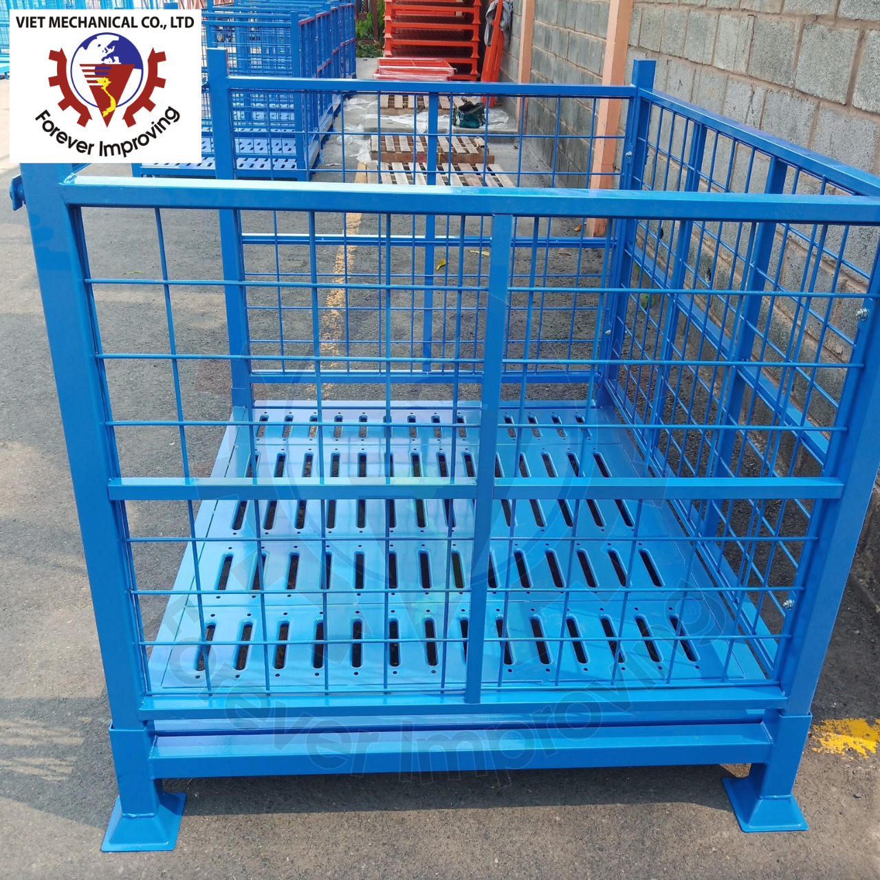 Best Price Large Capacity Pallet Foldable Metal Stillage Bins Box Warehouse Storage Cage Stacked From 2 To 5 Layers High