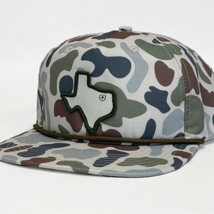 Custom Texas Snapback Cap Embroidery Logo Camo Baseball Hats with Rope Promotional Camouflage Design Vietnam Factory