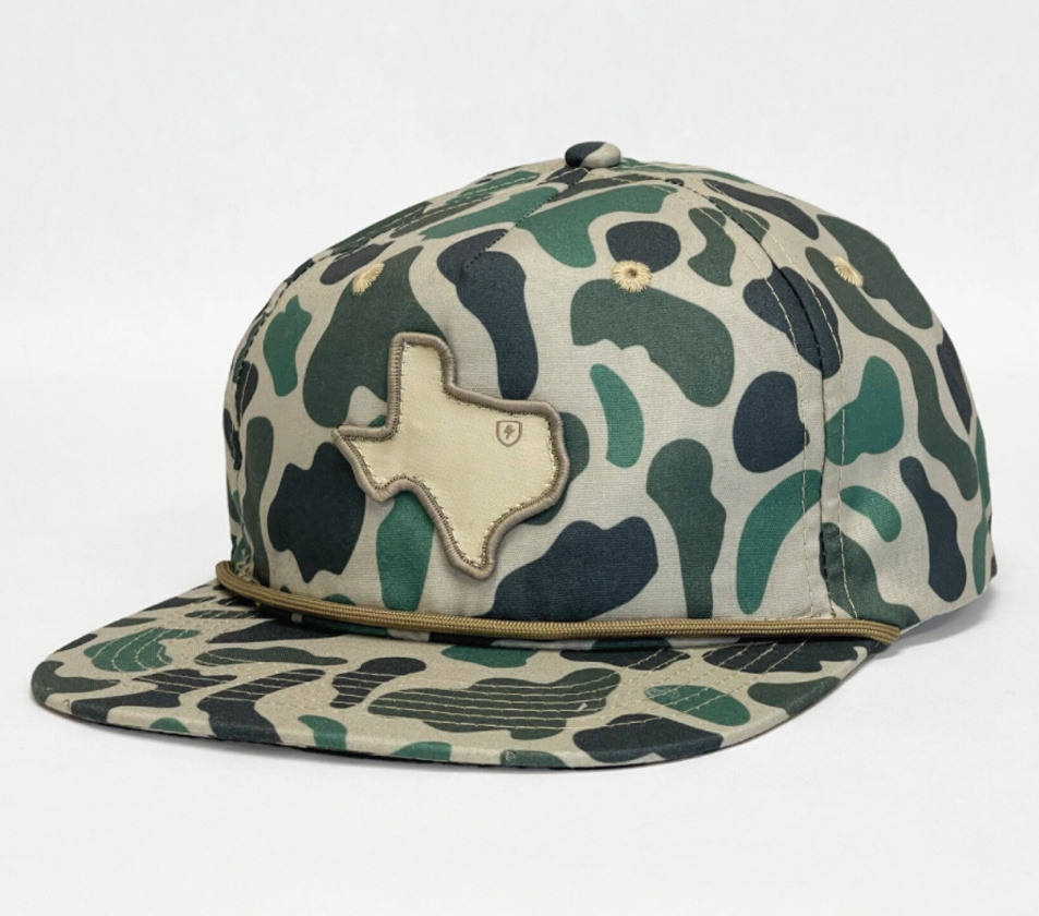 Custom Texas Snapback Cap Embroidery Logo Camo Baseball Hats with Rope Promotional Camouflage Design Vietnam Factory