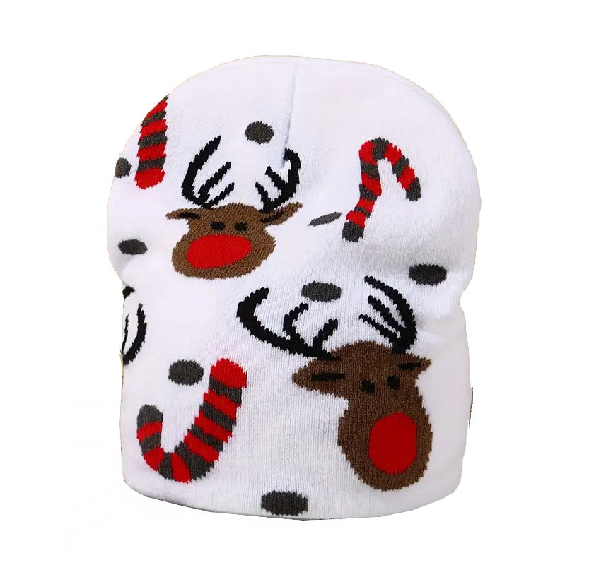 Cute Cartoon Christmas Beanie Merry Christmas Reindeer Jacquard Wholesale Beanie Coldproof Beanies For Man Women Family Gifts