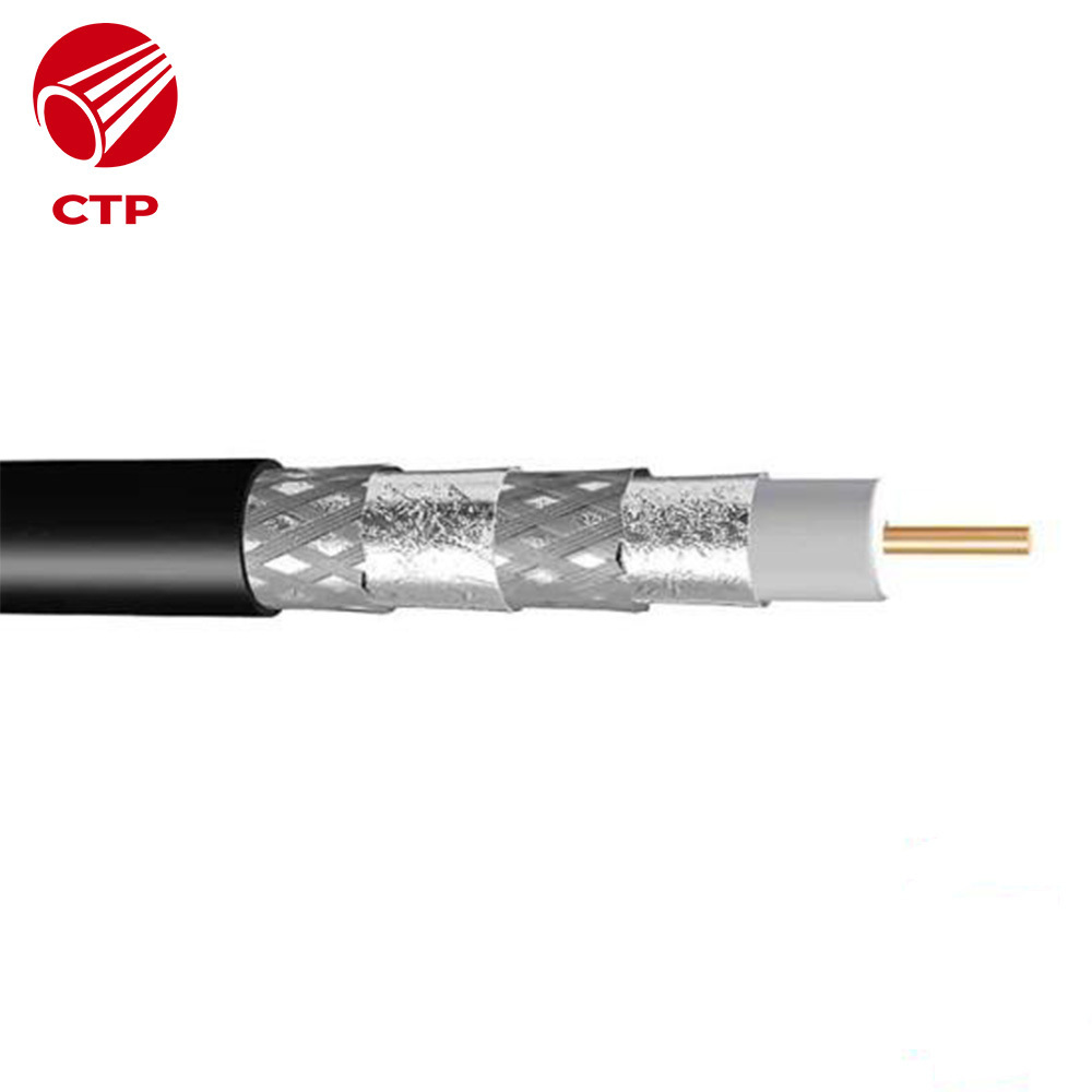 Quad Four Shielded Low Loss Coaxial Cable with Al Foil Shield Al CCA BC TC Braiding Rg11 RF Cables 100m