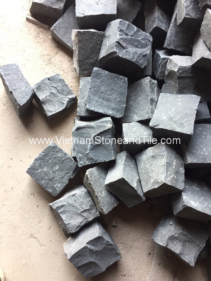 Stone From Vietnam, Black and grey Basalt cobble/cubic, Basalt Cubic