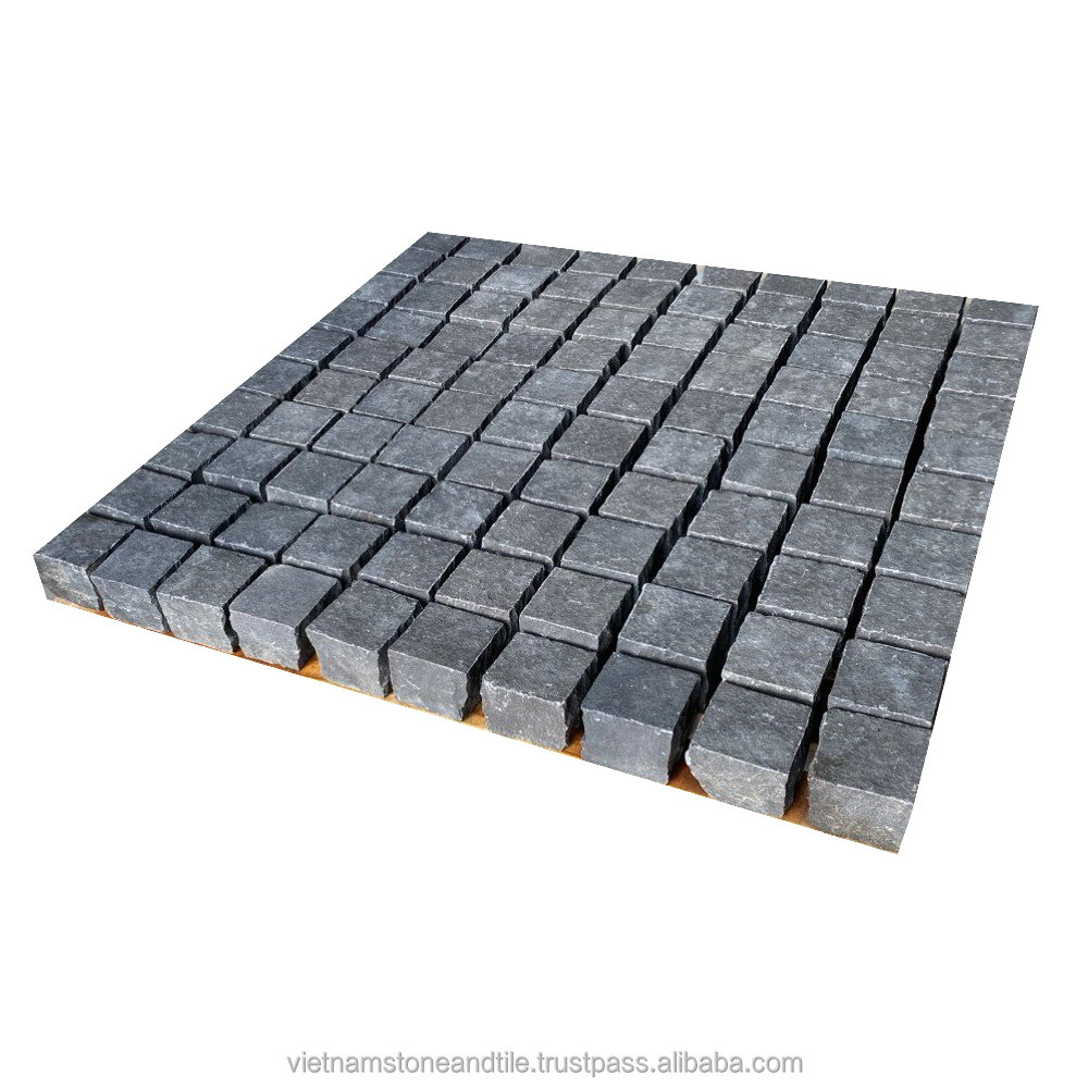 High Quality Vietnam Stock Black Basalt Cubic  Black and Grey Basalt Cobble Cubic 100x100x76mm Outdoor Pavers Natural Cobbles