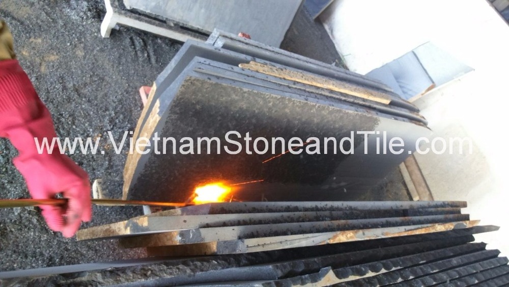 Black Basalt Flamed Floor Tiles, Vietnam Black Basalt Flamed Tile