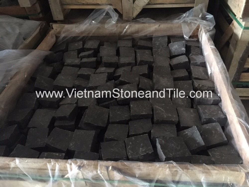 Stone From Vietnam, Black and grey Basalt cobble/cubic, Basalt Cubic