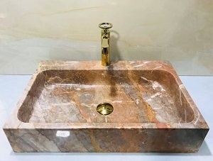 Pink Marble Shampoo Sink 3cm thickness made in Vietnam Factory Pink Color Round Shape Cheap price in Bulk Quantity