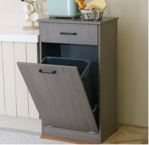 Wholesale Trash Bin Cabinet or Laundry Hamper-Wooden Cabinet Garbageto Hide Trash With Pull-Out Drawer Storage