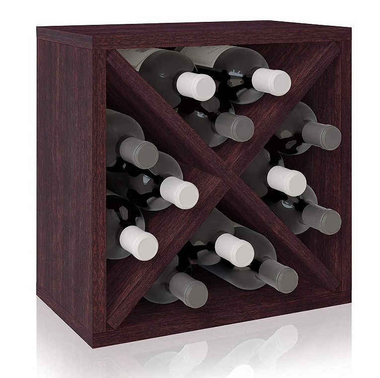 Basics Tabletop Wine Rack Storage and Organizer Sustainable Unique Design in the Kitchen Room, Living Room Wine Cabinet Space