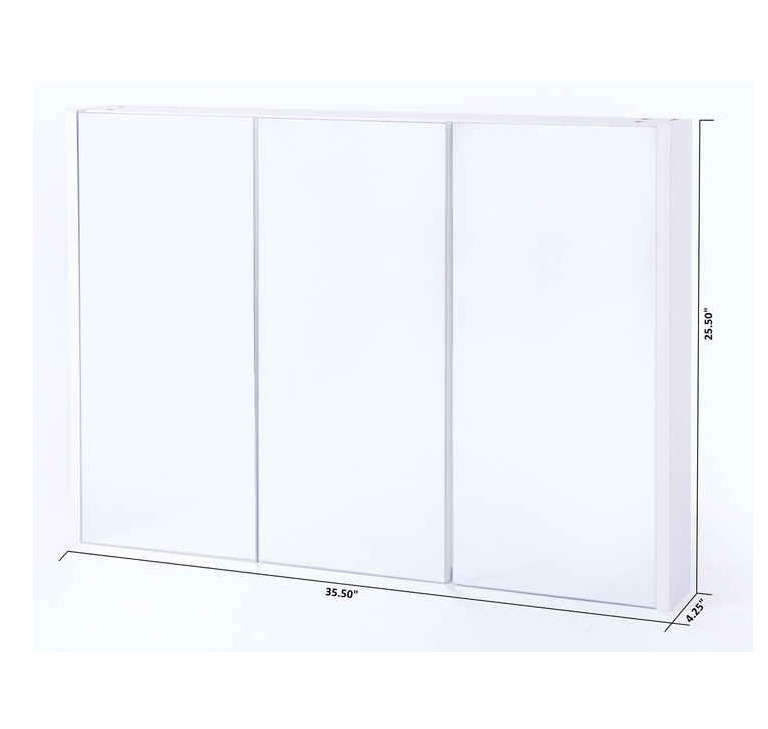 Super sale White Wall Mounted Bathroom/ Powder Room 3 shelves Mirrored Door Vanity Cabinet Modern Design