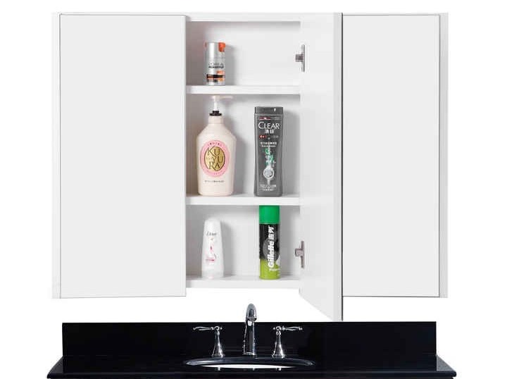 Super sale White Wall Mounted Bathroom/ Powder Room 3 shelves Mirrored Door Vanity Cabinet Modern Design