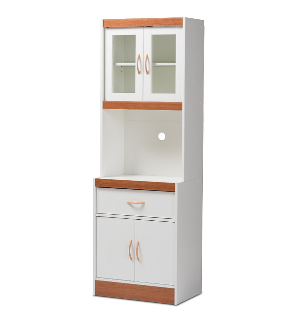 High Quality Plywood White and Cherry Finished Kitchen Cabinet and Hutch with Drawers and Shaker Door from Viet Nam