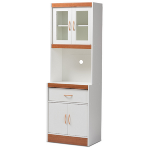 High Quality Plywood White and Cherry Finished Kitchen Cabinet and Hutch with Drawers and Shaker Door from Viet Nam