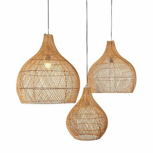 OEM Customized Style  modern handmade wicker rattan bamboo pendant lamp Bamboo Lampshade Rattan Lampshade rattan wall lamp