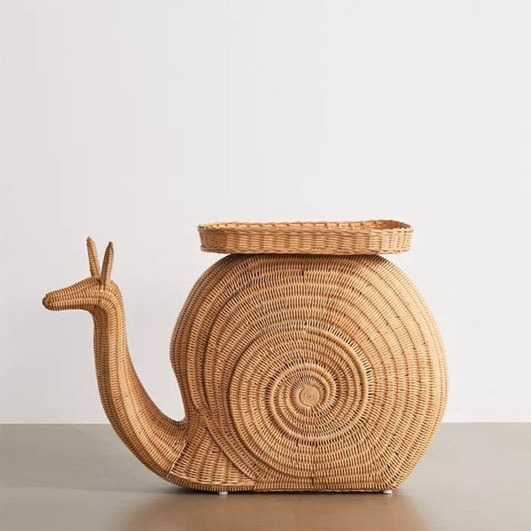 Snail Shaped Rattan Side Table, Boho Rattan table for furniture in Vietnam - TA005