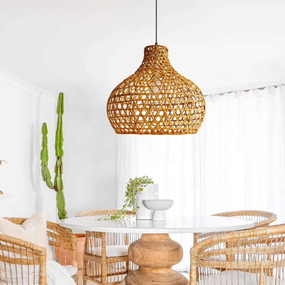 Boho Rattan ceiling light for home decor, Unique Rattan lampshade in Vietnam  DM045 Bamboo Pendant Lights Vietnam manufacturer