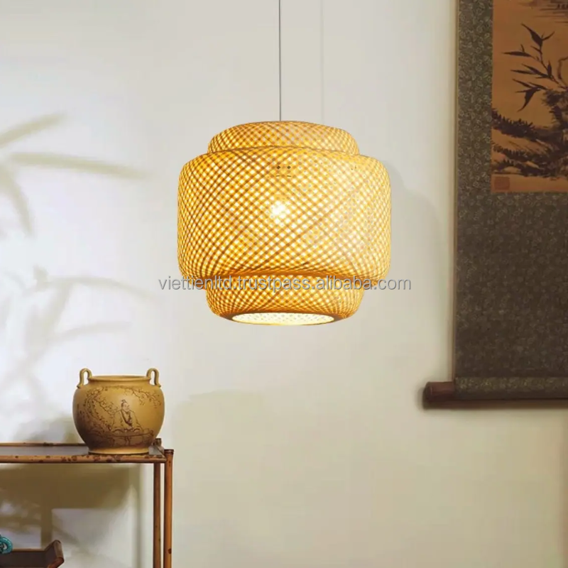 Bamboo Pendant Light Boho Lamp Handmade Wooden Pendant Lamp Pendant Light Ceiling Bamboo Lampshade Bamboo Light For Wall Hanging