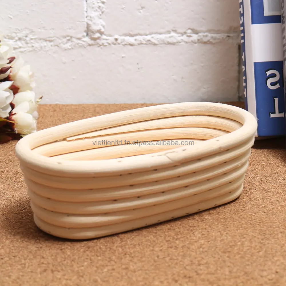 Hot selling Rattan bread proofing oval  basket set with liner cloth Bread Basket Woven in vietnam