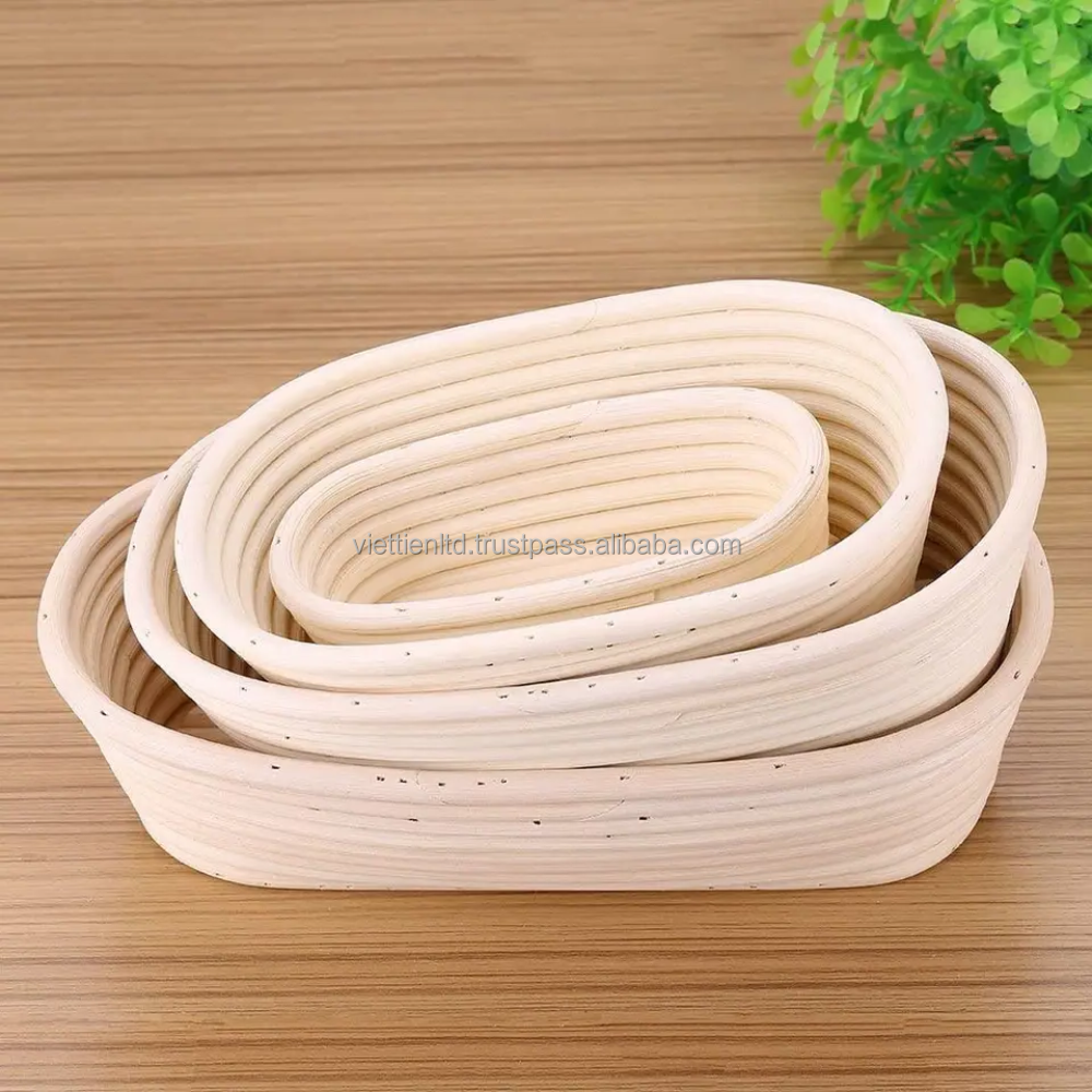 Hot selling Rattan bread proofing oval  basket set with liner cloth Bread Basket Woven in vietnam