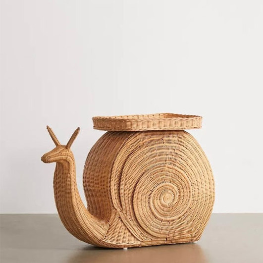 Snail Shaped Rattan Side Table, Boho Rattan table for furniture in Vietnam - TA005