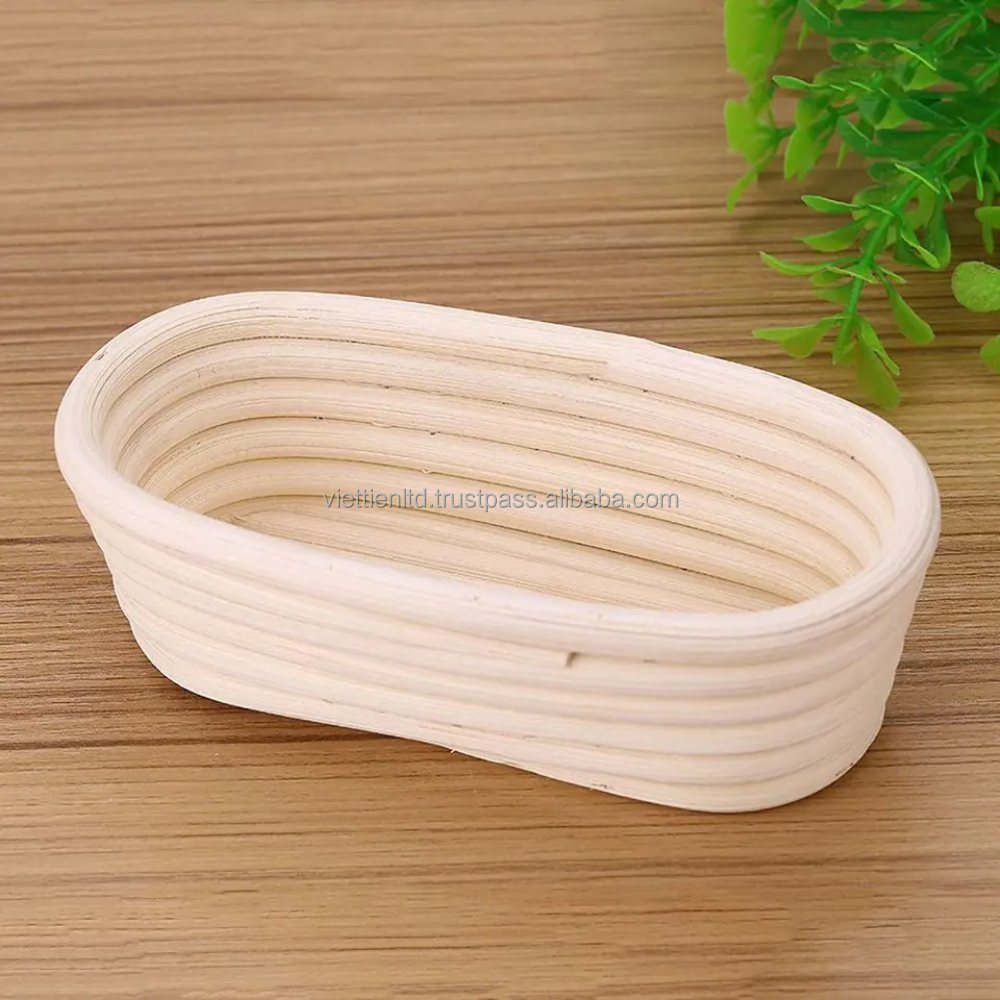 Hot selling Rattan bread proofing oval  basket set with liner cloth Bread Basket Woven in vietnam