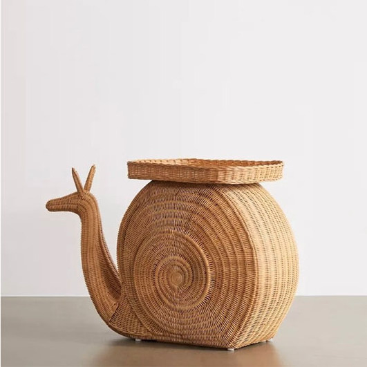 Snail Shaped Rattan Side Table, Boho Rattan table for furniture in Vietnam - TA005