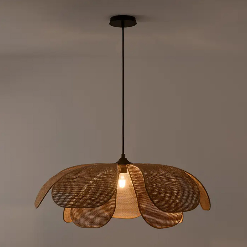 Rattan Lampshade Petal Ceiling Light Flower Shape Decorative Lighting Hanging Lights Wholesale Vietnam