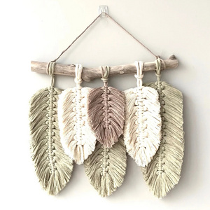 Woven Macrame Leaves Pastel Colors For Home Decorations Handicraft Indoor High Quality Wholesale Minimalist Style