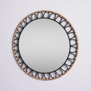 Wholesale Natural Brown And Black Boho Inspired Wall Mirror Home Decoration Handmade