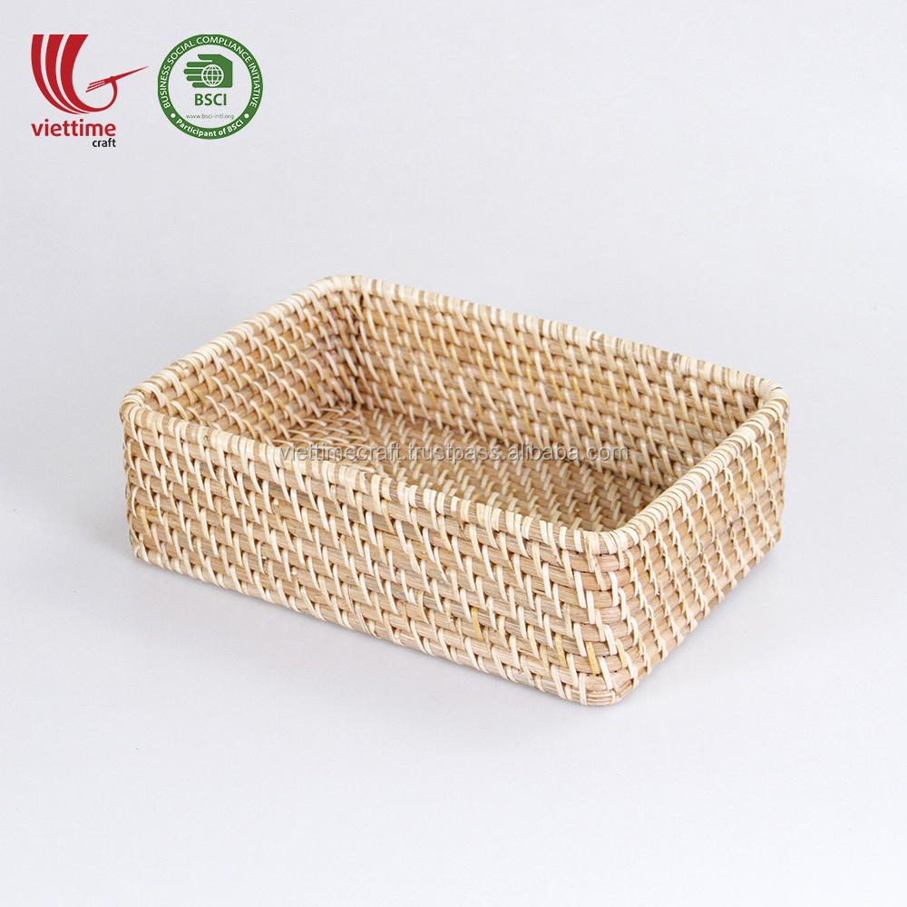 Rattan Storage Basket Boxes Large Plastic White Light Gray Wholesale Made in Vietnam