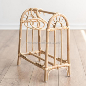 Rattan clothing rack For Dolls Vintage Style Rattan Doll Clothes Rack Rail Warehouse Wholesale