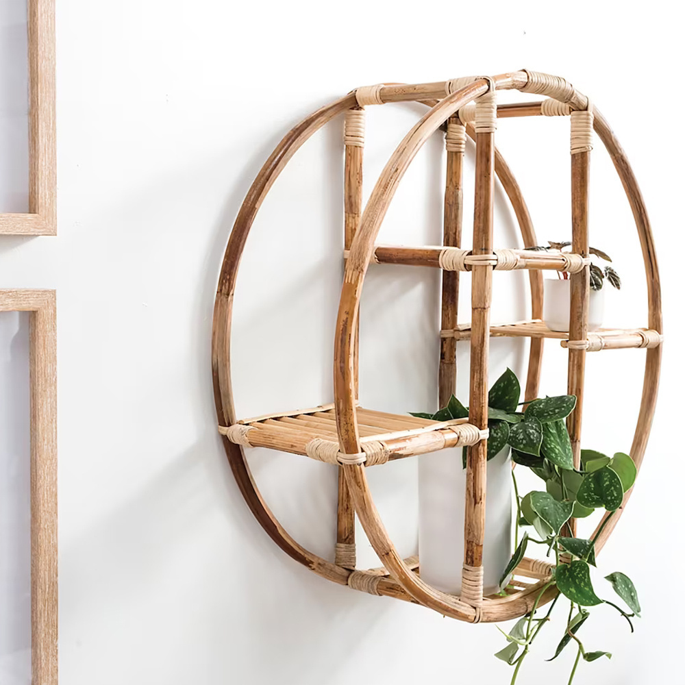 Modern Rustic Bamboo Shelf For Home Decoration Plant Holder Made By Vietnamese Craftsmen Durable High Quality