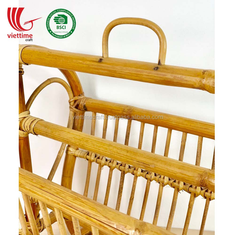 New Design HandWoven Rattan Shelf Magazine Rack Holder Wholesale Made in Vietnam