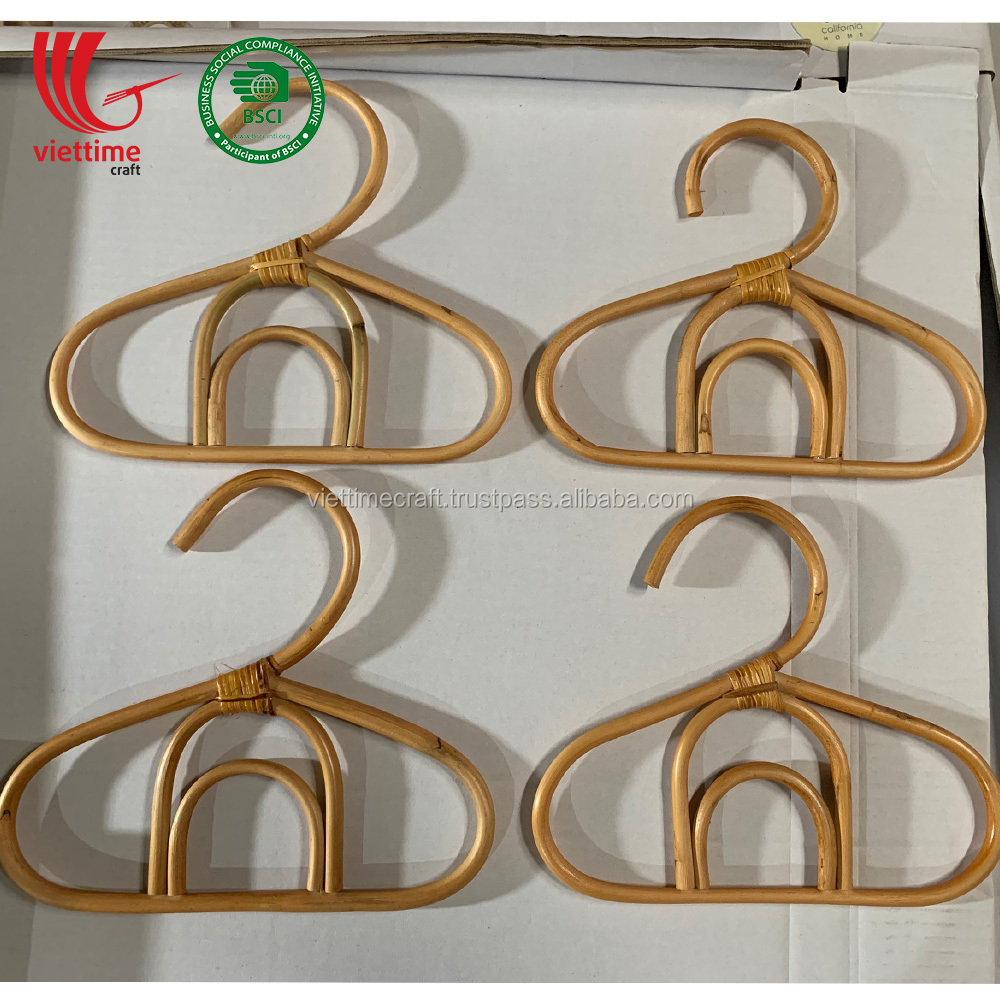 Natural Handmade Rattan coat clothes hanger/ Doll coat hook hanger Wholesale For Neat Home