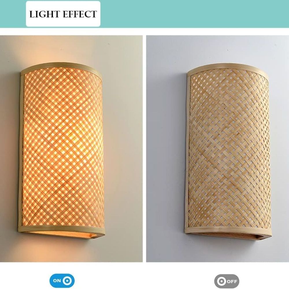 Rustic Touch Bamboo Wall Mounted Light, Wall Hanging Lamp, Hand Woven Wall Lamp Wholesale Vietnam Handicraft