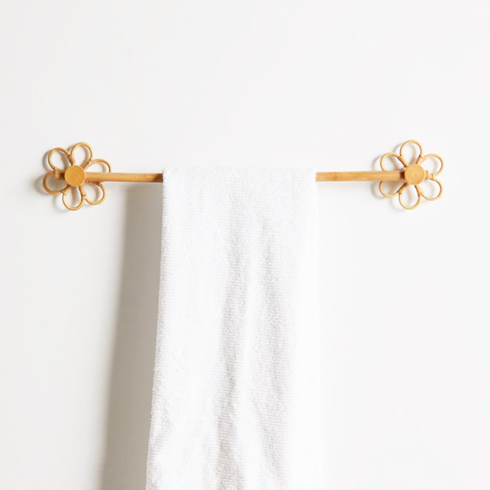 Flower Charm Rattan Towel Bar Wholesale For Bathroom Wall Mounted Bathroom Accessory Towel Rail Towel Wholesale