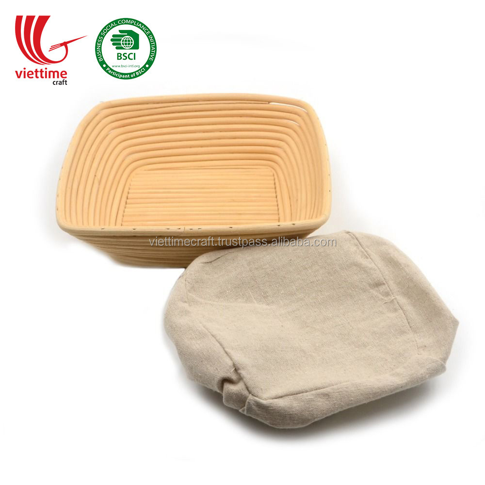 Handmade Wholesale Square Shaped banneton proofing basket made in Vietnam