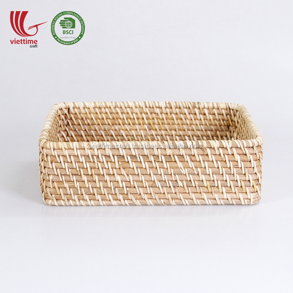 Rattan Storage Basket Boxes Large Plastic White Light Gray Wholesale Made in Vietnam