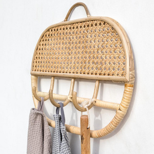 Hanging Rattan Wall Rack with three curved hooks Made in Vietnam Wholesale