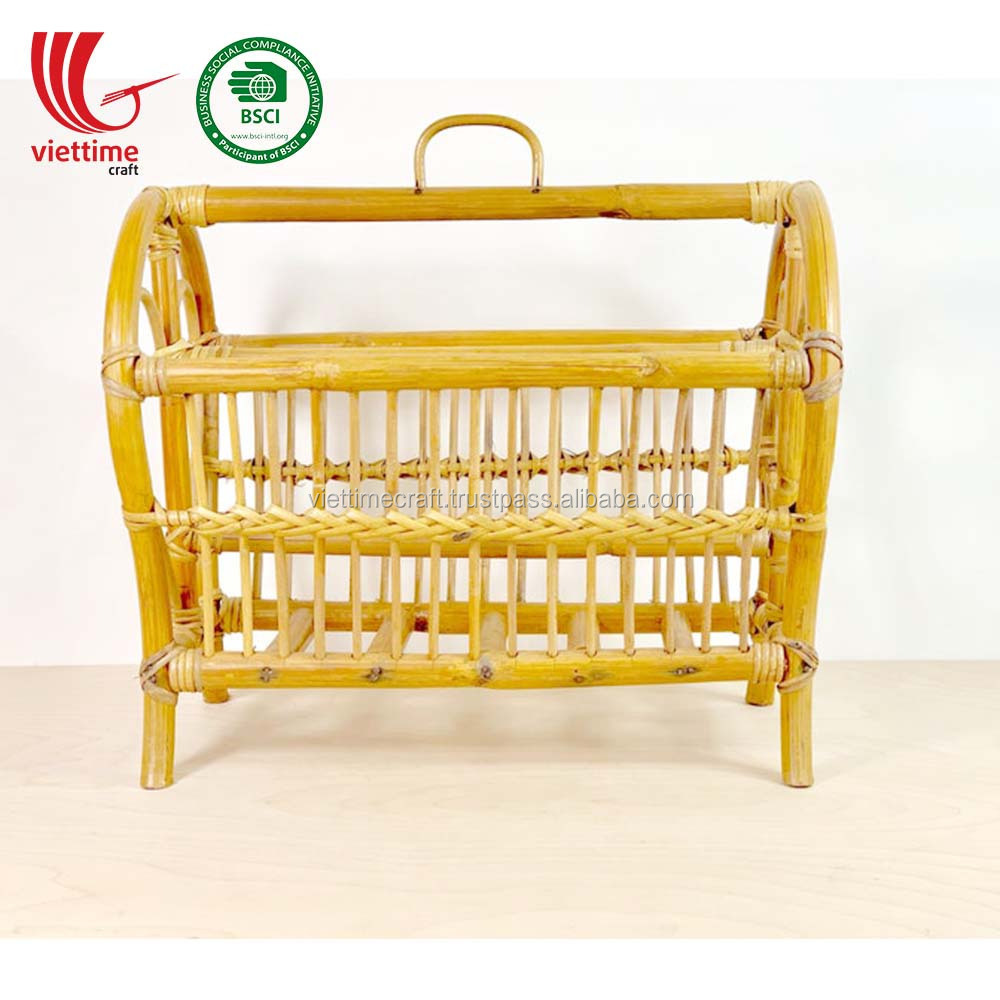 New Design HandWoven Rattan Shelf Magazine Rack Holder Wholesale Made in Vietnam