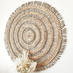 Circle Straw Wall Decor Hanging, Seagrass mixed Water Hyacinth Wall Art Wholesale