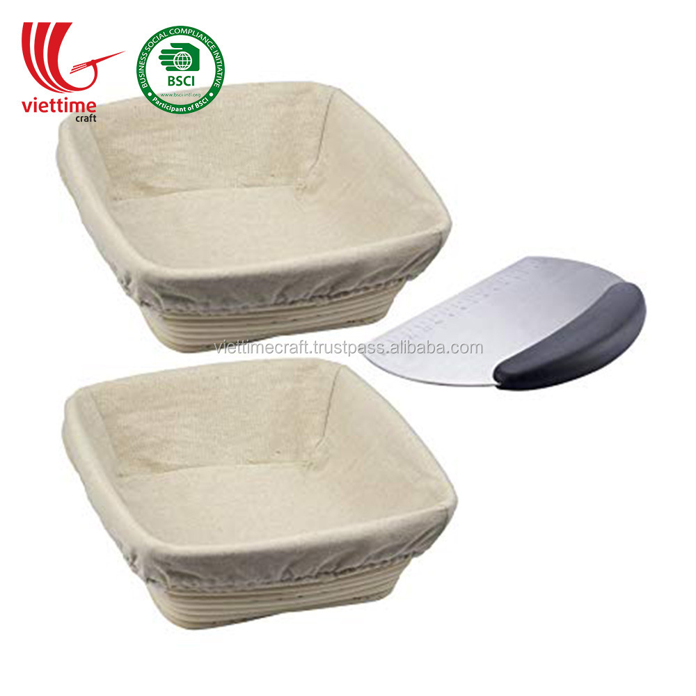 Handmade Wholesale Square Shaped banneton proofing basket made in Vietnam