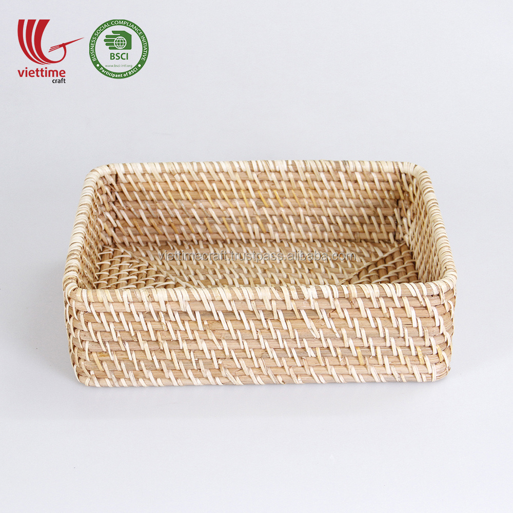 Rattan Storage Basket Boxes Large Plastic White Light Gray Wholesale Made in Vietnam