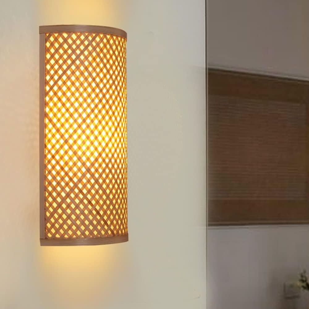 Rustic Touch Bamboo Wall Mounted Light, Wall Hanging Lamp, Hand Woven Wall Lamp Wholesale Vietnam Handicraft