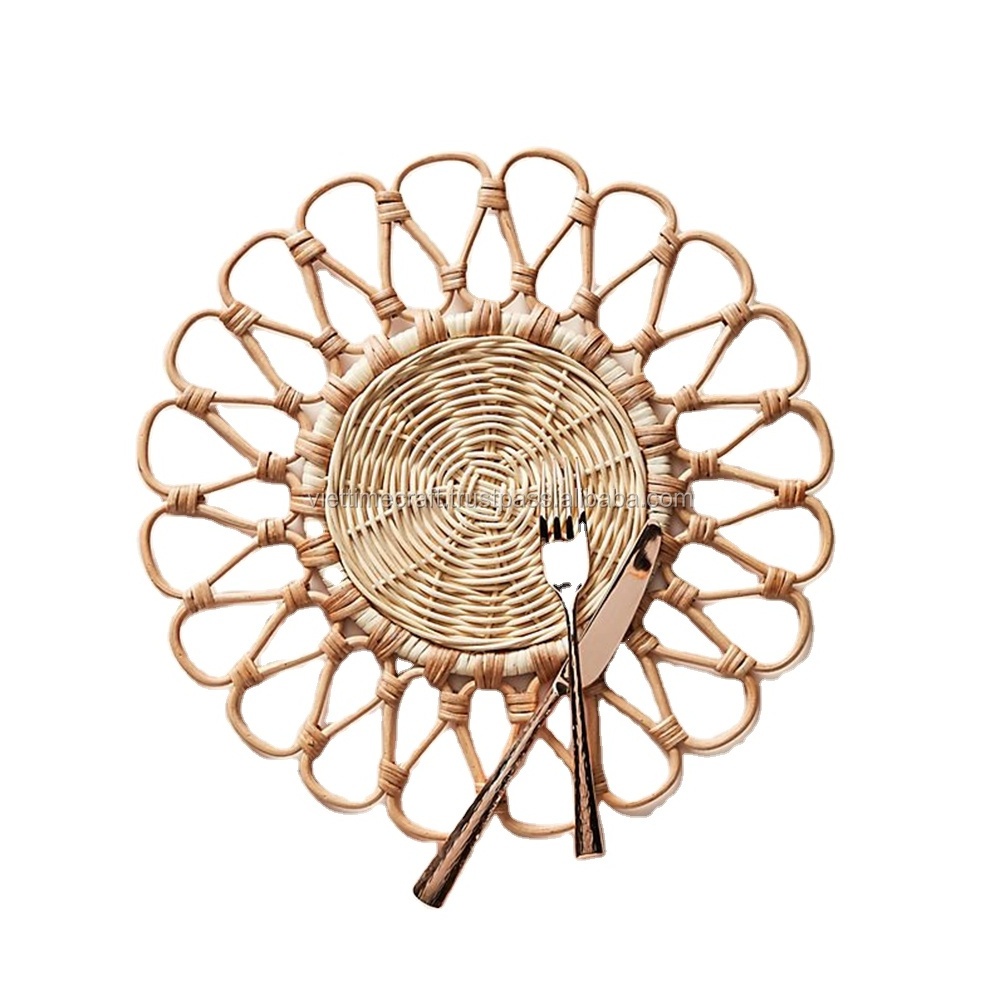 High Quality Vintage Styled Rattan Placemat Wholesale, Rattan Dinning Charger Made In Vietnam