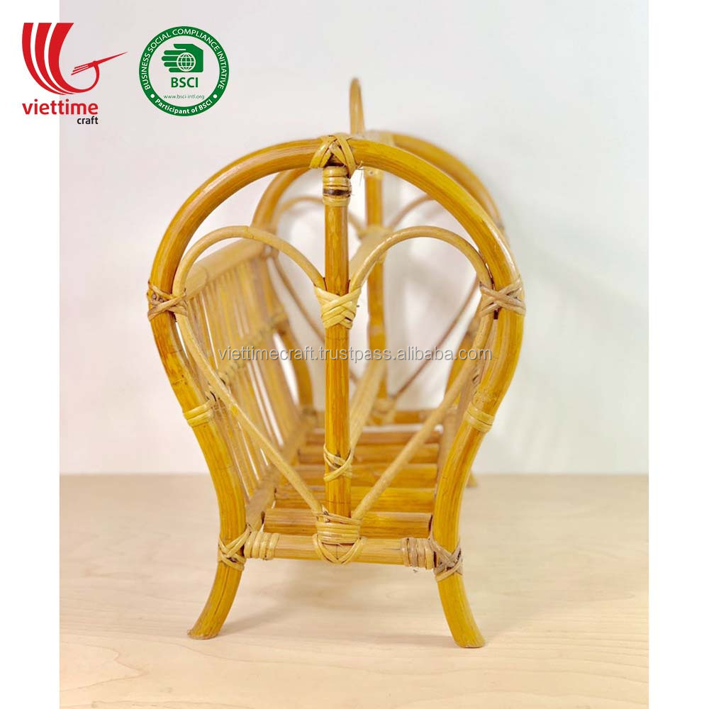 New Design HandWoven Rattan Shelf Magazine Rack Holder Wholesale Made in Vietnam